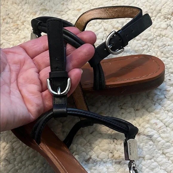 Coach Black and Brown Leather Women's Sandals - Picture 6 of 6